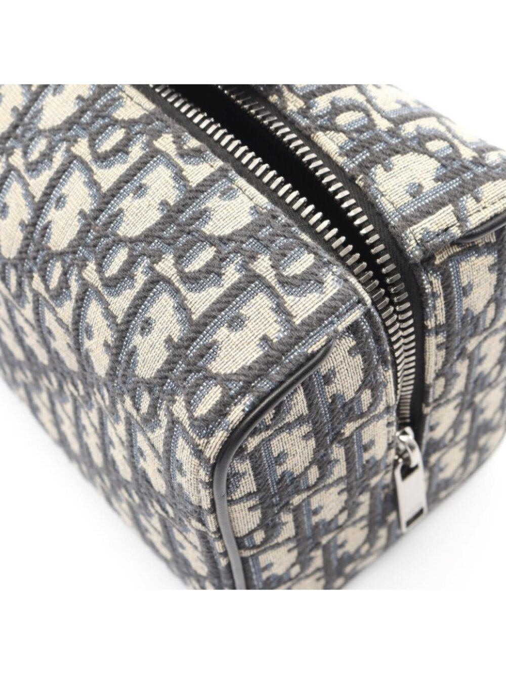 Dior Clutch Rango White Jacquard Navy Canvas Leather Blue Toiletries Case - Picture 6 of 9